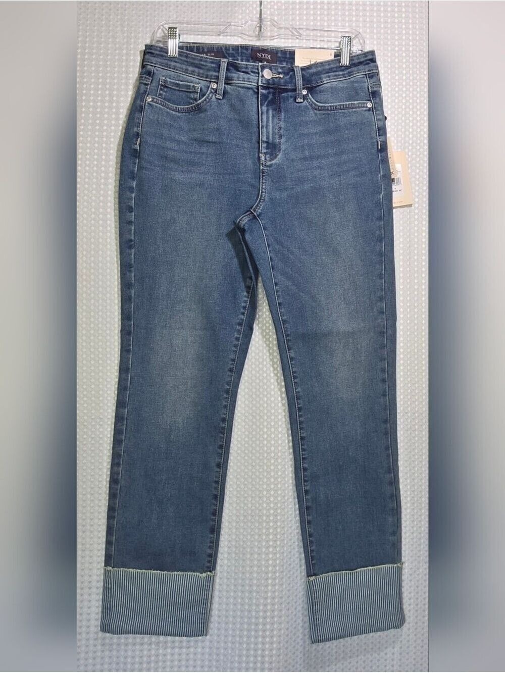 NYDJ Slim Ankle Jeans Coastal Cuff Quiet Luxury Denim NWT Sz 8 - Picture 7 of 12